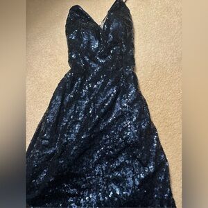 Alyce Paris Navy Sequin Mini Dress